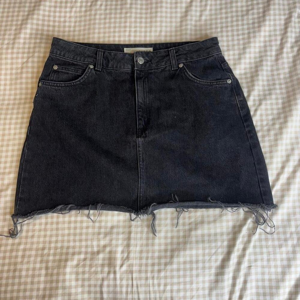 Topshop Moto Black Denim Mini Skirt
